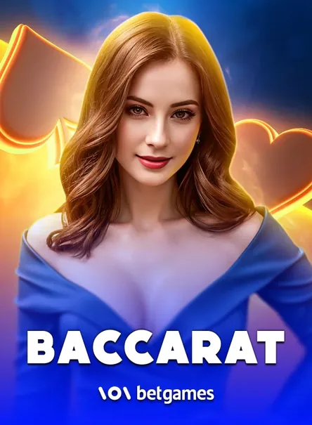 ภาพปกเกม Baccarat รูปหญิงสาวผมแดงข้างโต๊ะบาคาร่า