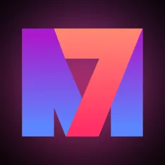 โลโก้ M7 ผสมผสานตัวอักษร M และเลข 7 หลากสี