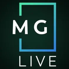 โลโก้ MG Live ตกแต่งด้วยกรอบสีเขียวอมฟ้า