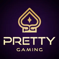 โลโก้ Pretty Gaming ตัวอักษรสีครีมบนพื้นม่วงเข้ม