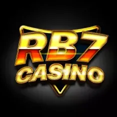 โลโก้ RB7 Casino ตัวหนังสือสีทองเด่นบนพื้นสีดำ